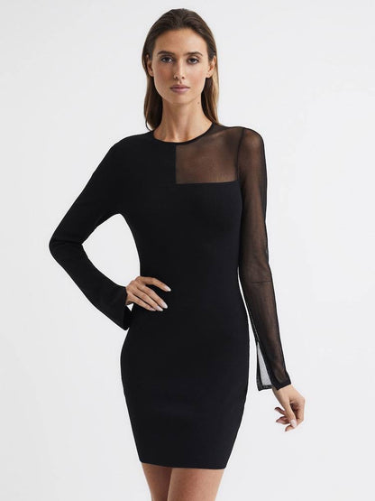 RS Kat Sheer Panel Knitted Midi Dress