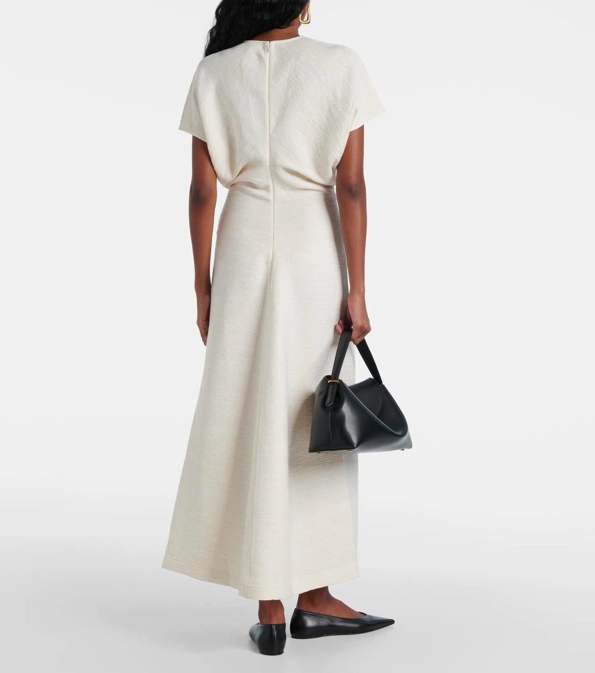 New Colors! Tot Slouch Waist Crinkled Viscose-Blend Midi Dress