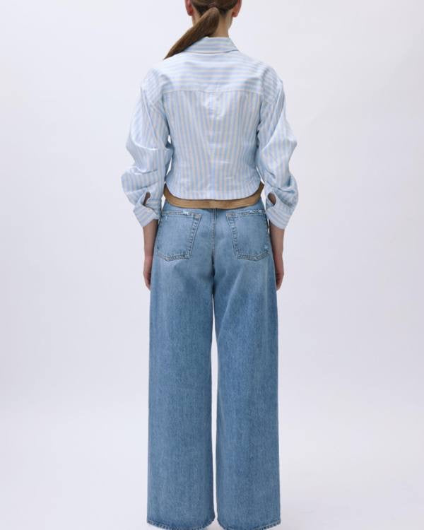 SK Boone Combo Cotton Striped Cropped Shirt