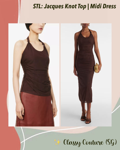 STL Jacques Knot Top | Midi Dress in Chocolate Brown Mesh