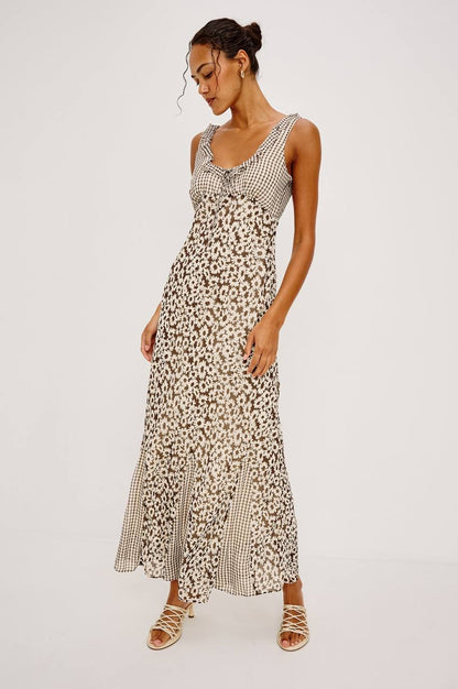 SALE! RA Dahlia Viscose Maxi Dress in Check/Floral