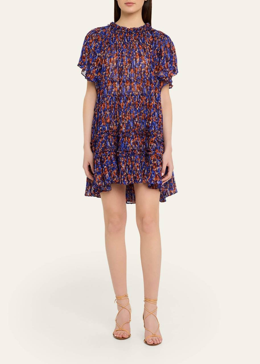 UJ Ryla Floral Silk Chiffon Mini Dress