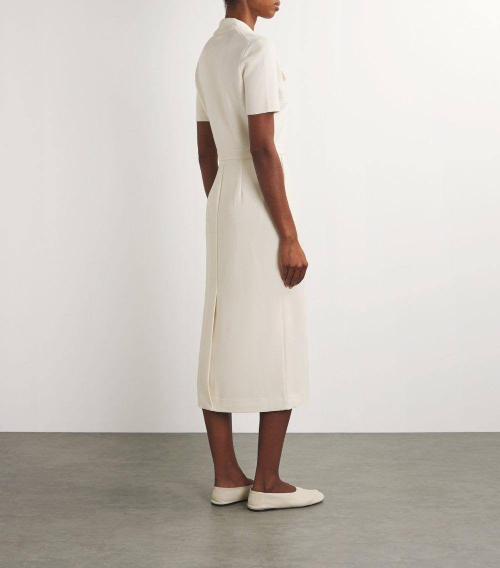 TH Military Merino Wool Blend Crepe Midi Dress