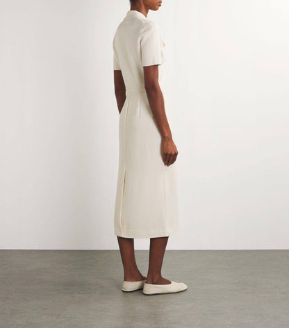 TH Military Merino Wool Blend Crepe Midi Dress