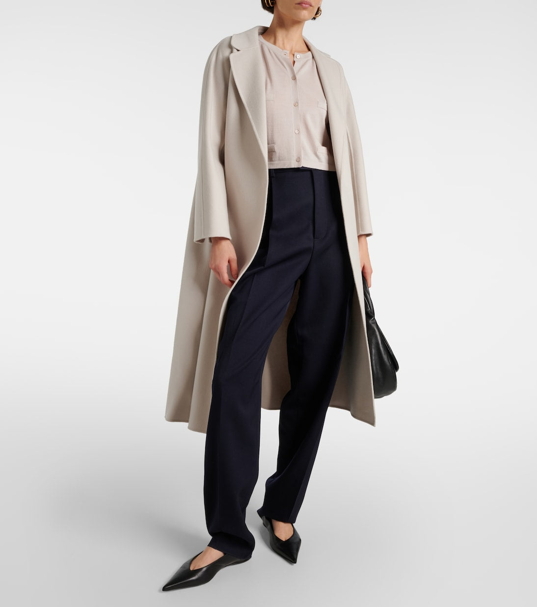 MM Esturia Wool Broadcloth Belted Midi Coat