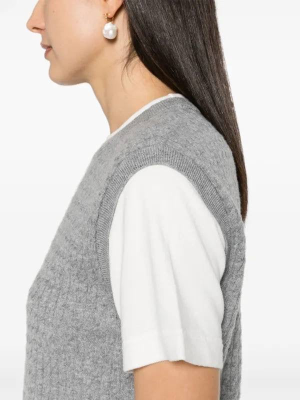 SD Dual-Material Knit Jumper T-shirt Top