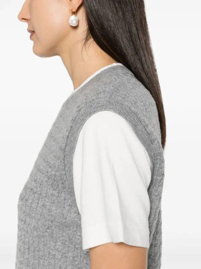 SD Dual-Material Knit Jumper T-shirt Top