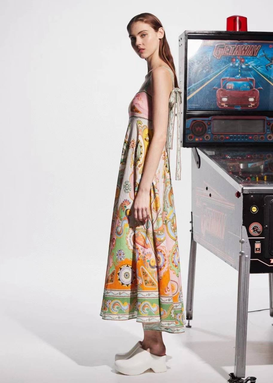 ALM Pinball Linen Midi Sundress Dress