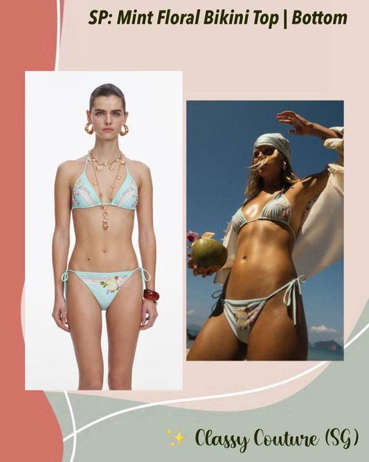 SP Mint Floral Triangle Bikini Top | Bottom | Swimsuit Set