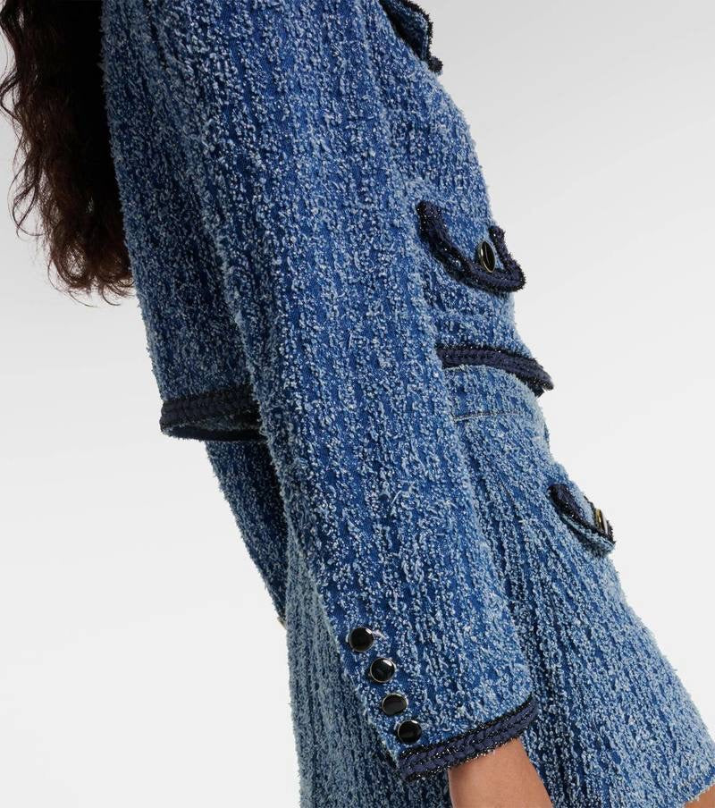 SP Textured Denim Jacket Mini Skirt