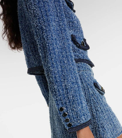 SP Textured Denim Jacket Mini Skirt