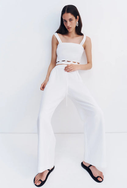 SJ Birdie Scallop Linen Cami Top | Scallop Pants | Set