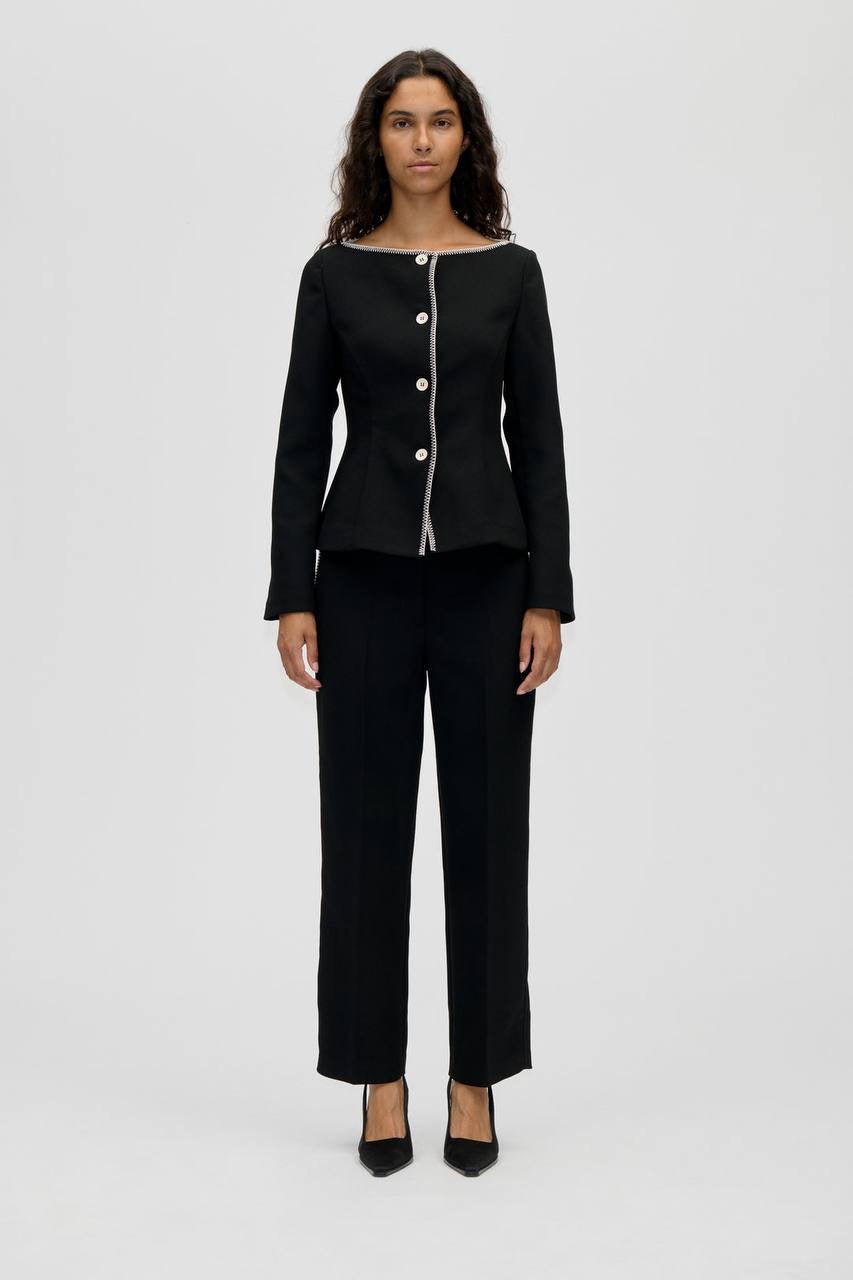 SG Boat Neckline Tailored Jacket | Long Vest Mini Dress | Mid-rise Ankle Pants | Set