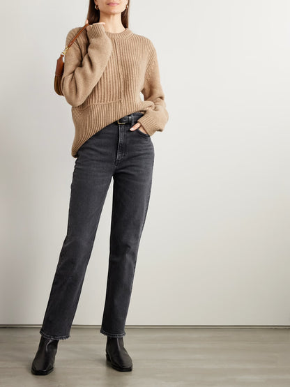 Tot Panelled Ribbed Wool Sweater Pullover