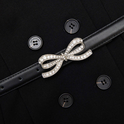 SP Black Crepe Short Sleeve Mini Dress with Diamante Bow Belt