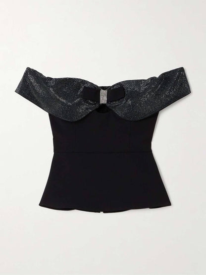 SP Off-The-Shoulder Bow Crepe Midi Dress | Mini Dress | Top