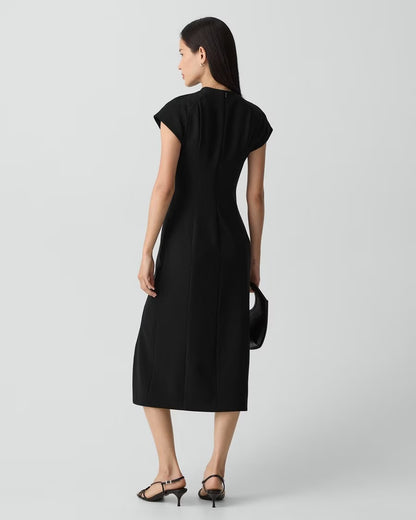 TH Admiral Crepe Short Sleeve Midi Dress
