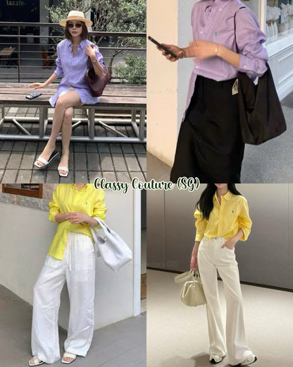 9 Colors! RL Women’s Classic Fit Linen Long Sleeve Buttondown Shirt