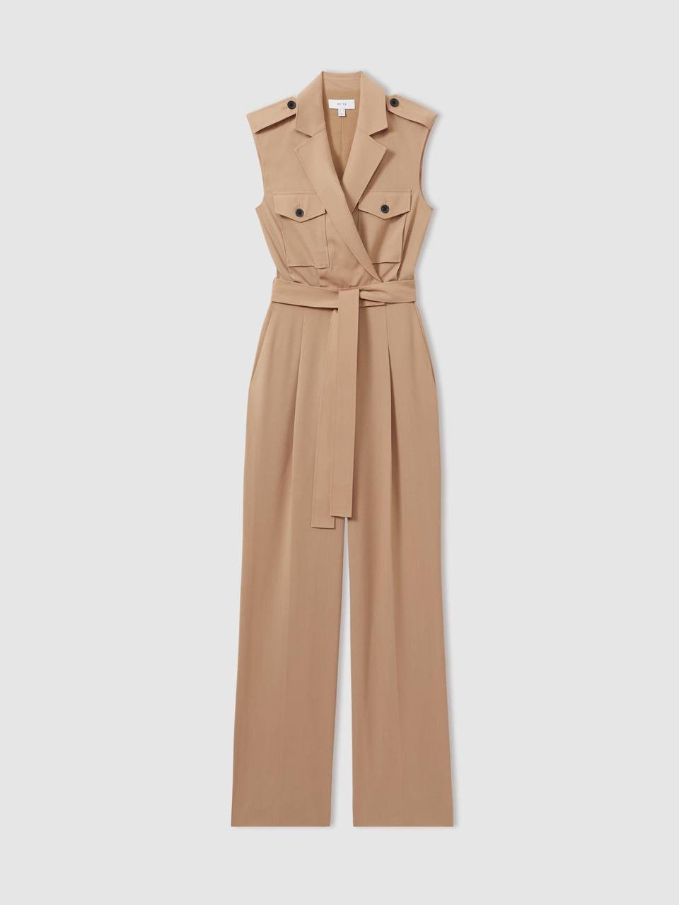 RS Luisa Wool Blend Double Breasted Belted Jumpsuit