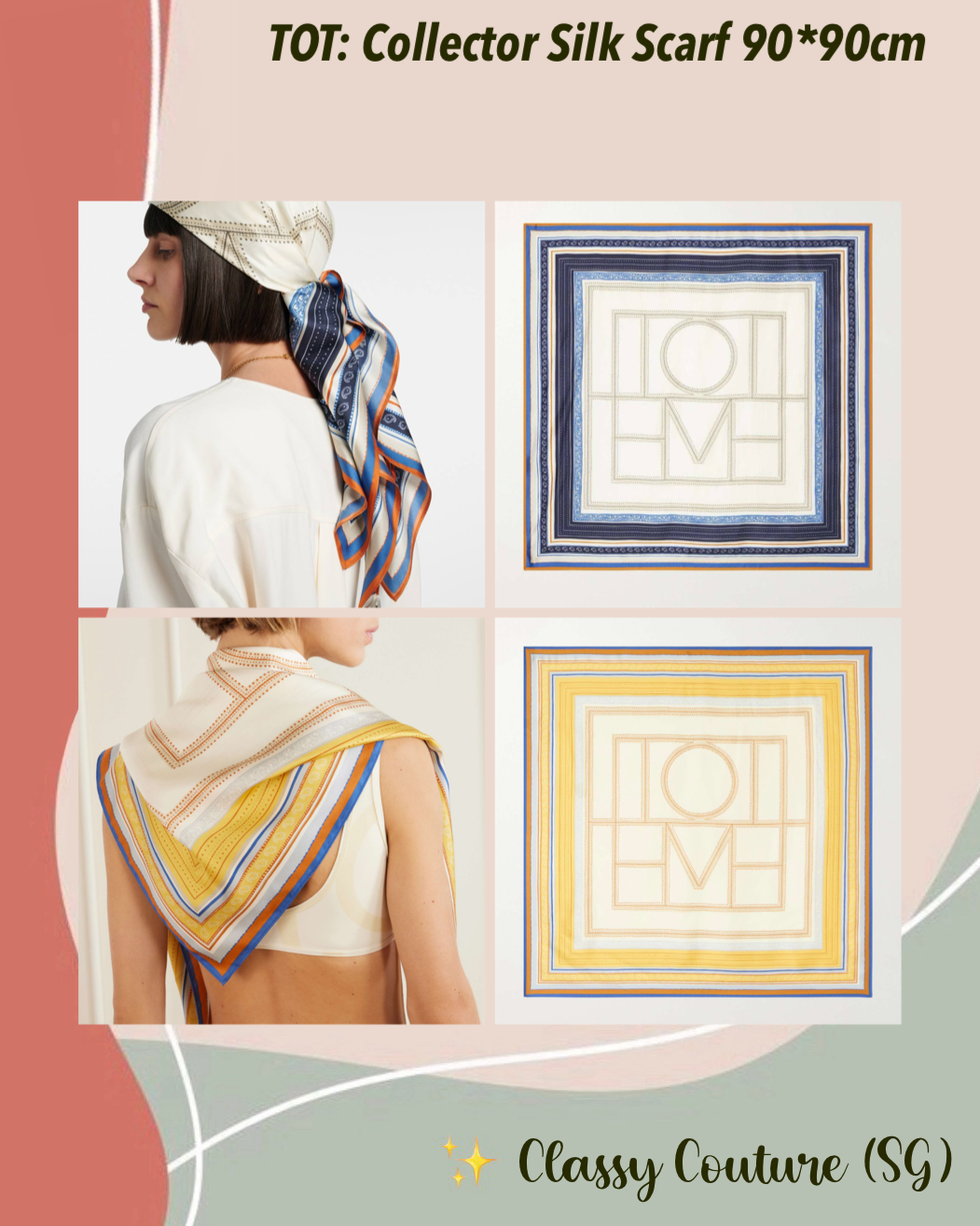 2 Colors! TOT Collector Silk Scarf 90*90cm