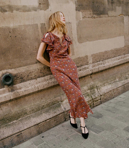 DN Beatriz Ruffled Silk Midi Dress