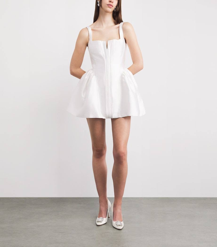 SP White Taffeta Bustier Flared Mini Dress