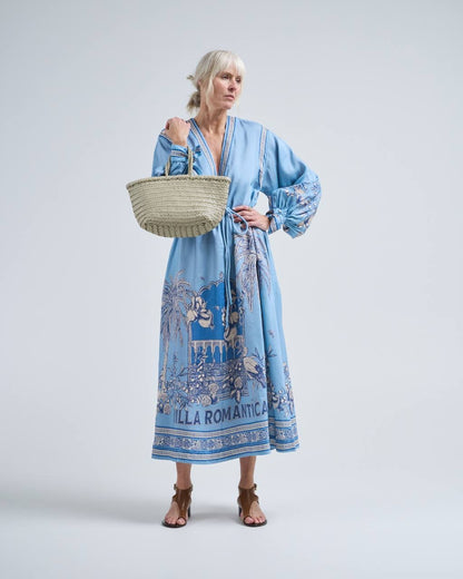 ALM Villa Romantica Holiday Linen-viscose Midi Dress