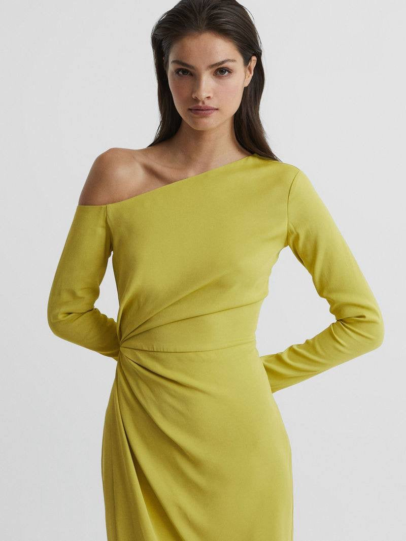 RS Nadia Off-Shoulder Drape Stretch-viscose Midi Dress