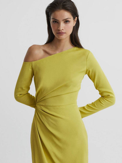 RS Nadia Off-Shoulder Drape Stretch-viscose Midi Dress