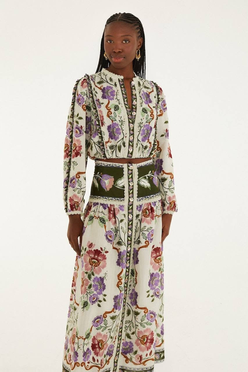 FR Rococo Flowers Midi Skirt