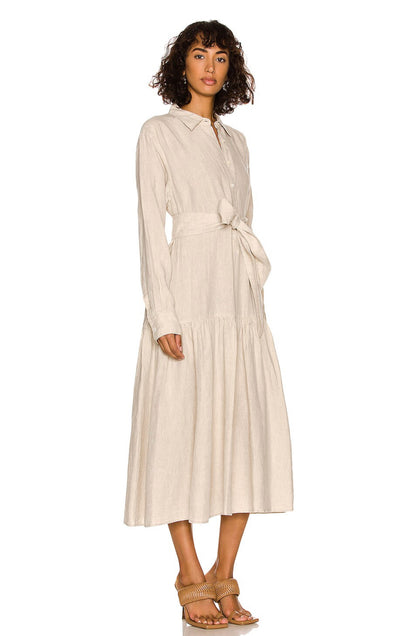 MW Layne Linen Tuxedo Midi Dress