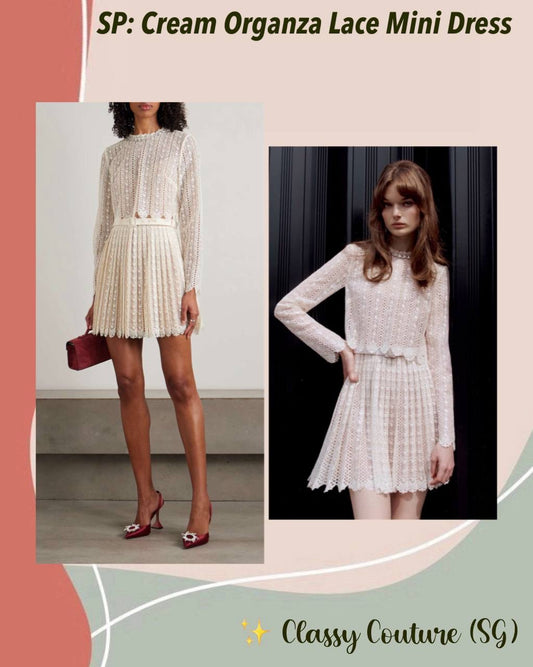 SP Cream Organza Lace Mini Dress