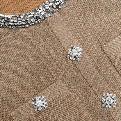 SP Gold Crystal Trim Knit Mini Dress