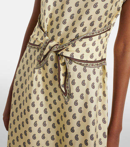2 Colors! DN003 Silk-Viscose Midi Dress in Paisley