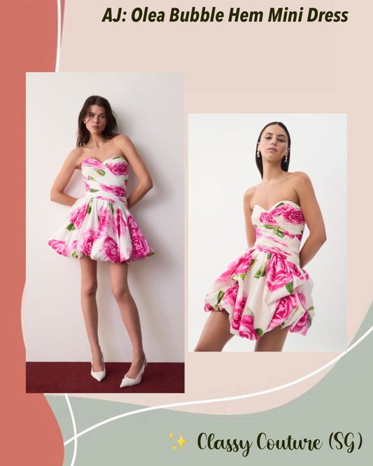AJ Olea Bubble Hem Cotton Mini Dress in Soft Rose Light