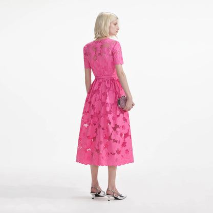 SP Pink Cotton Lace Midi Dress