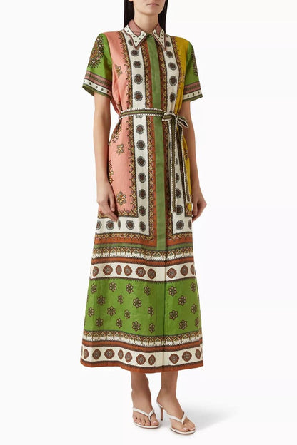 ALM Contina Linen Shirtdress Midi Maxi Dress