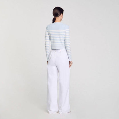 SD Biarritz Blue Stripe Cotton-knit Cardigan