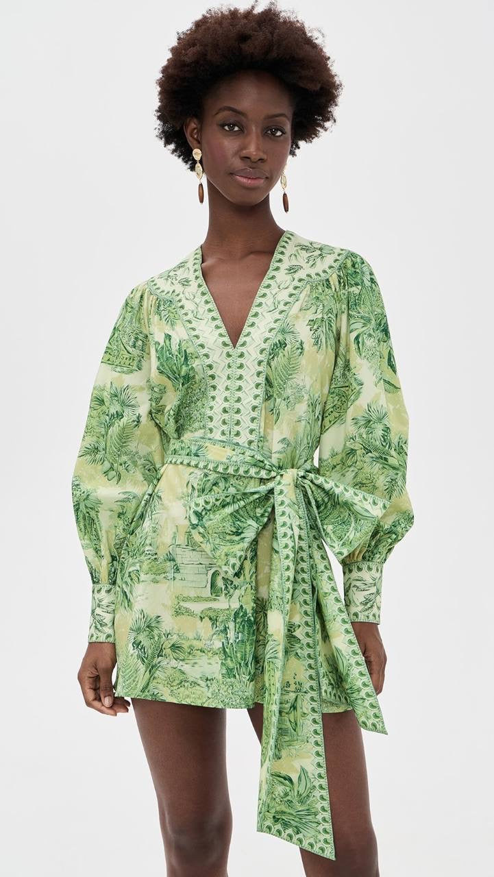 ALM Sara Cotton-Silk Blouson Sleeve Mini Dress