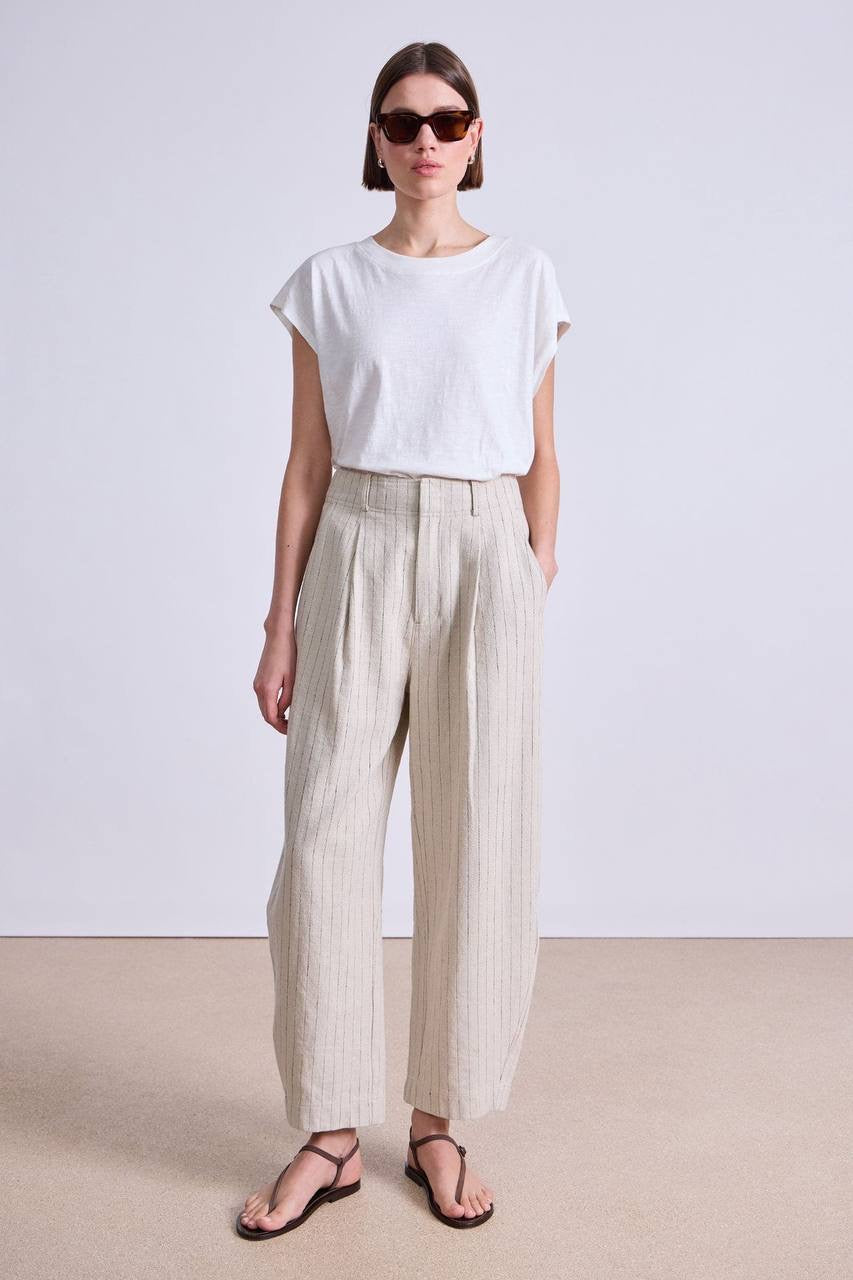 AA Helena Vest Top | Linaza Shorts | Bari Cropped Trousers | Striped Flax Set