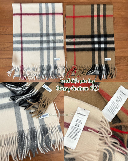 2 Sizes! BBR Fringed Check Cashmere Scarf