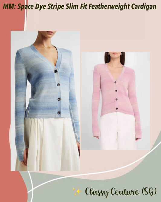 MM Space Dye Stripe Slim-Fit Featherweight Cashmere-Organic Cotton Cardigan