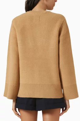 SD Martie Long Wool Cardigan in Camel