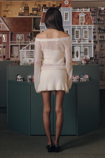 MP Little Lamb Knit Off Shoulder Top | Mini Skirt | Set