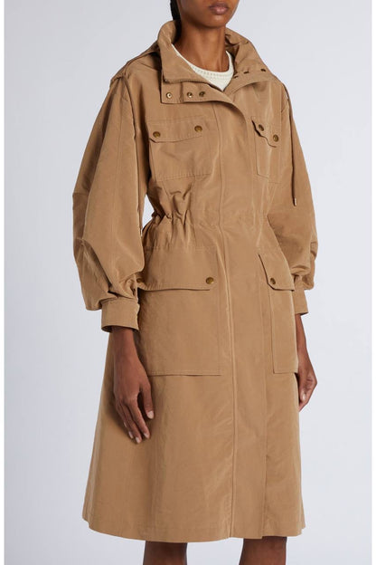 MC Nantes Hooded Gabardine Shell Parka Long Jacket Coat