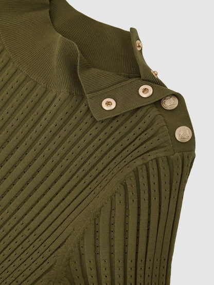 RS Harriet Button-Detail Knitted Midi Dress