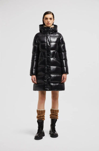 MC Bellevue Hooded Long Belted Down Jacket