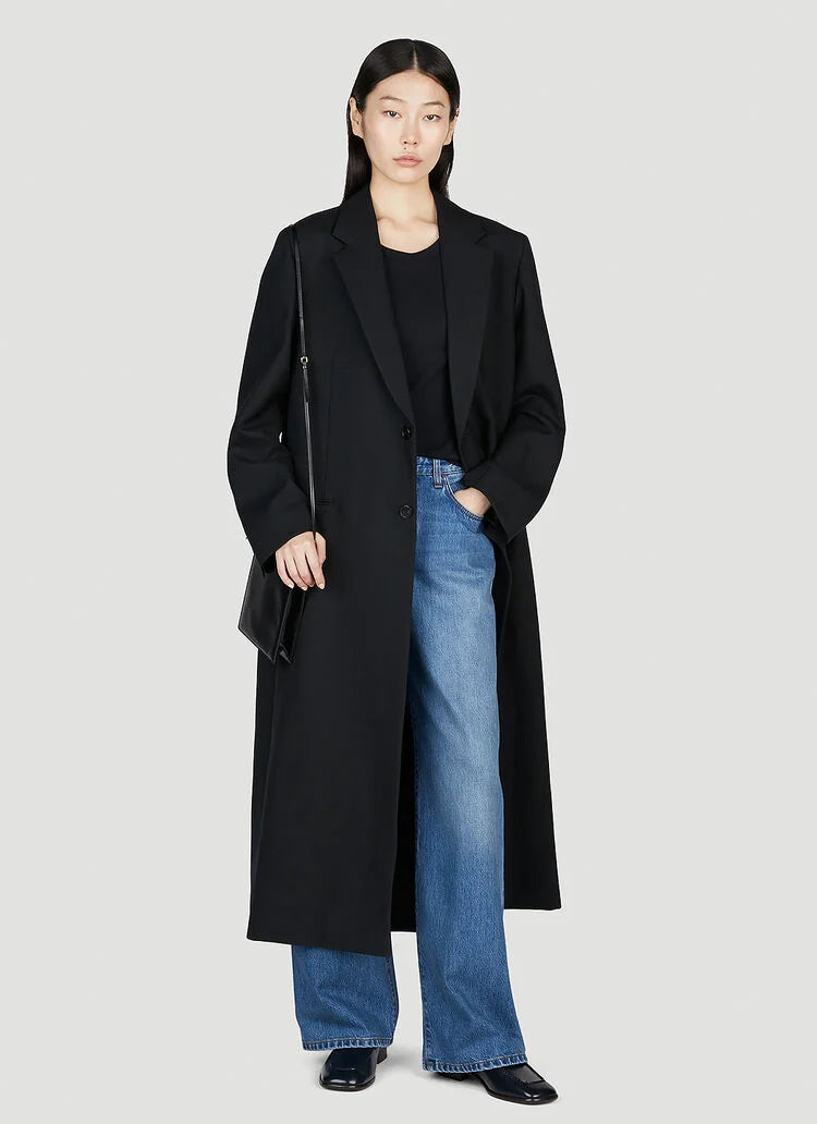 TR Cheval Oversized Wool-Mohair Coat in Black