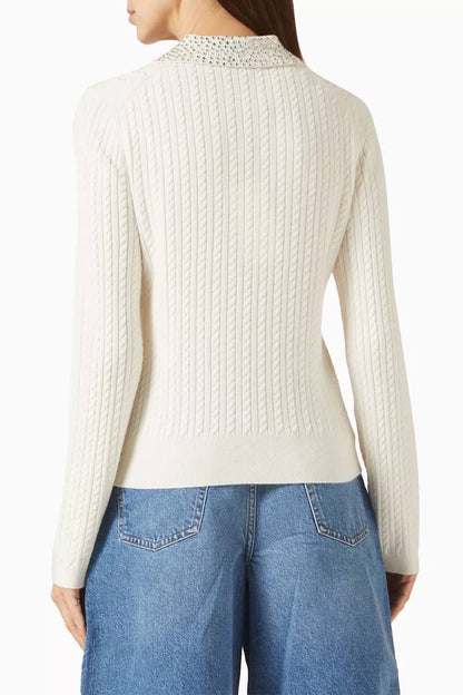 MJ Rhinestone Embellished Collar Cardigan