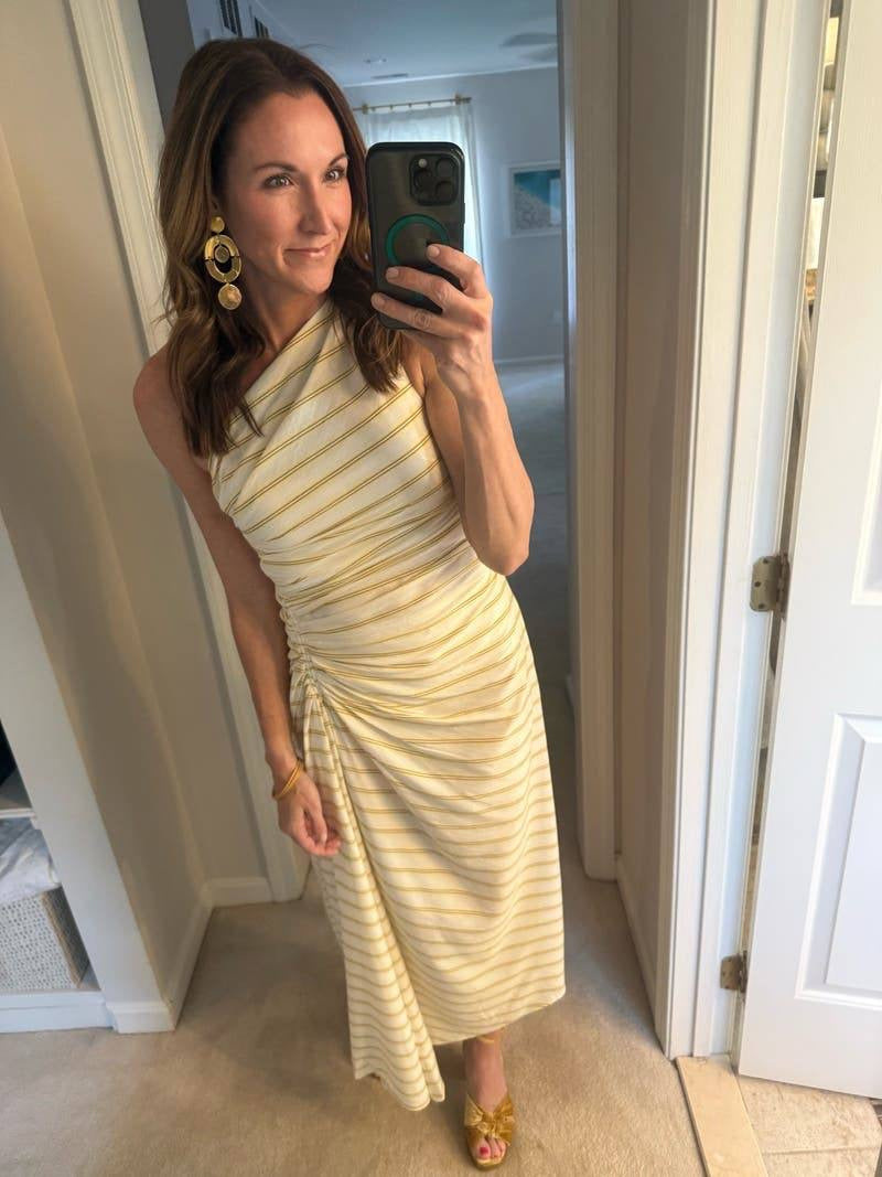 2 Colors! ALC Carolyn Viscose-Silk One Shoulder Midi Dress